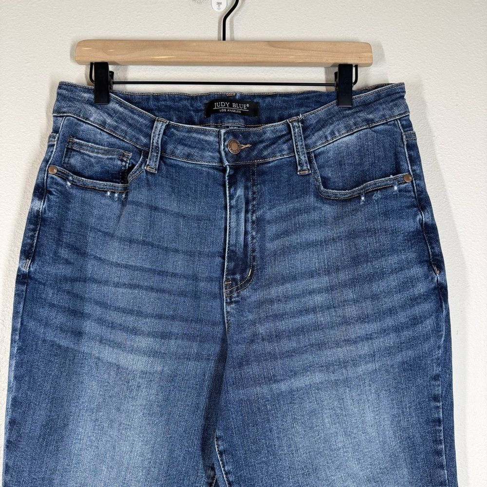 Judy Blue Cropped Wide Leg Jeans Stretch Denim Distressed Women Size 14 JB88592 - Picture 2 of 9